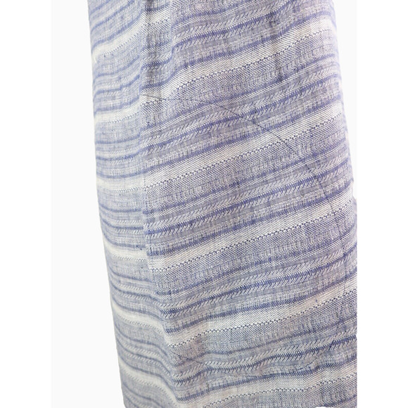 Pure J Jill Size L Woven Stripe Linen Maxi Dress Keyhole Neck Blue - Picture 7 of 10